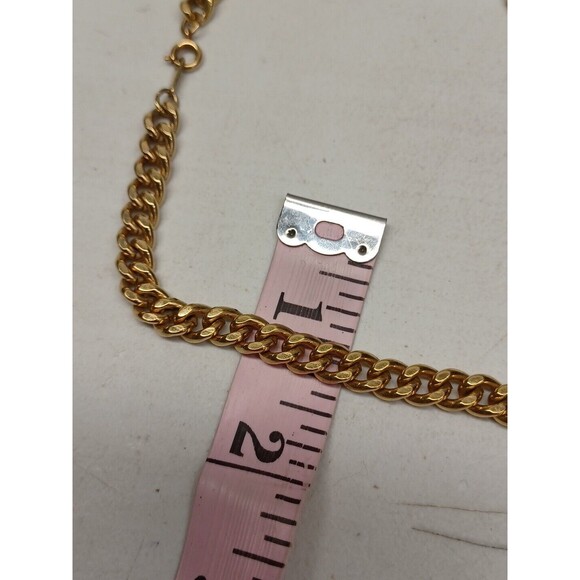 VTG. AVON GOLD TONE GLASS NECKLACE CUBAN LINK CHAIN COBALT BLUE MOGAL GRIPIOX - Picture 12 of 12